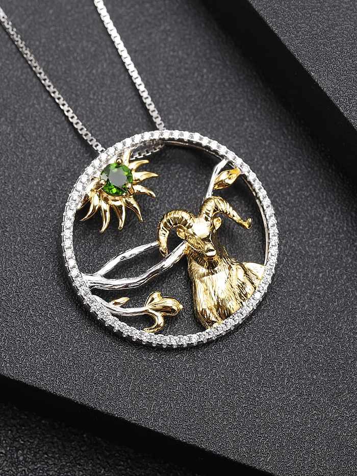 925 Sterling Silver Natural Stone Animal Luxury Necklace
