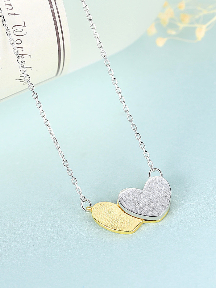 925 Sterling Silver With Two-color plating Simplistic Heart Locket Necklace