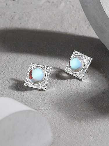 925 Sterling Silver Opal Geometric Vintage Stud Earring