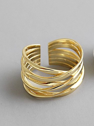 Plata de ley 925 con anillos apilables geométricos de moda chapados en oro de 18 quilates