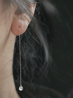 925 Sterling Silver Rhinestone Tassel Minimalist Threader Earring