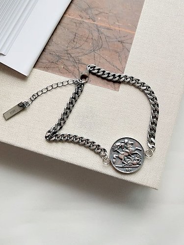 Bracelet de pièce de monnaie de chaîne en argent sterling 925 Bracelet