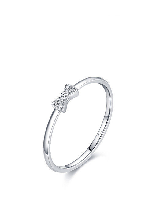 925 Sterling Silver Cubic Zirconia Round Minimalist Band Ring