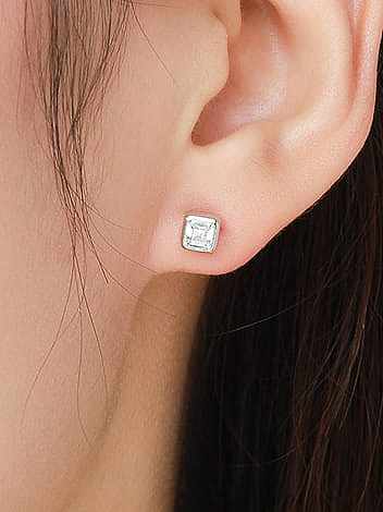 Ensemble de bague et collier de boucles d'oreilles carrées minimalistes en argent sterling 925 avec zircon cubique