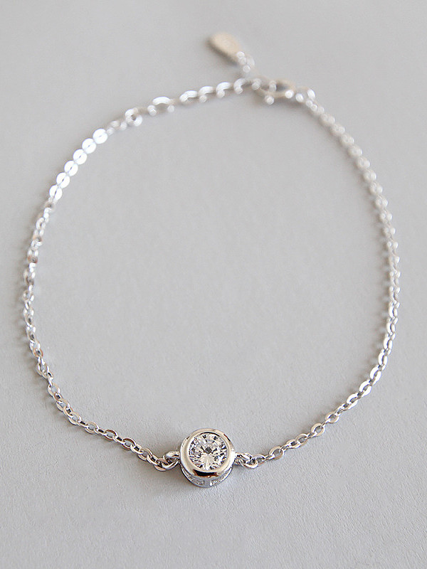 925 Sterling Silver With Platinum Plated Classic Cubic Zirconia Bracelets