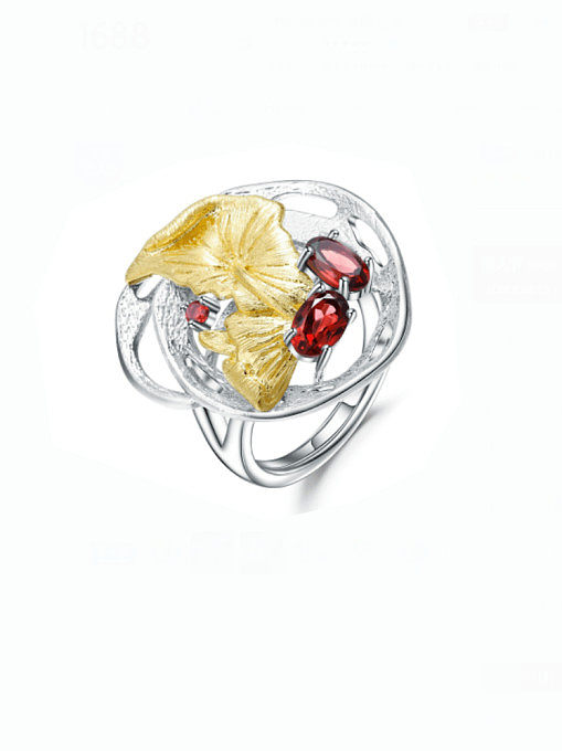 Anillo de banda de lujo con flor de topacio del tesoro de color natural de plata de ley 925