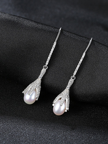 Joyas de boutique de plata esterlina Aretes de perlas naturales