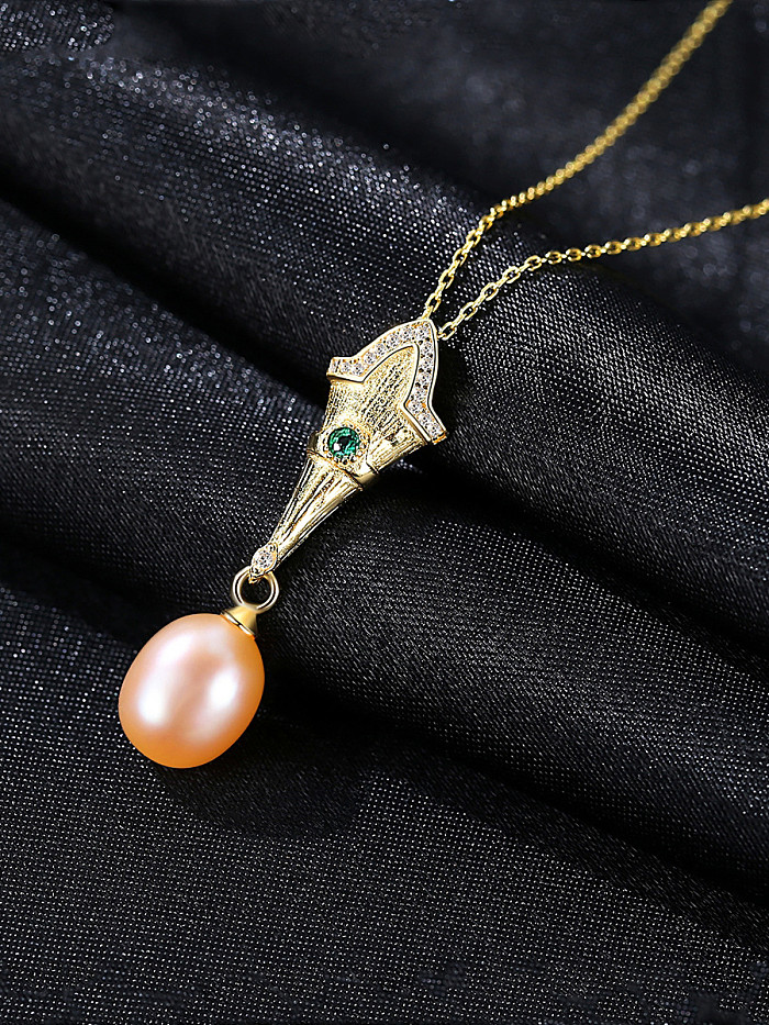 925er Sterlingsilber mit vergoldeten schlichten geometrischen Halsketten
