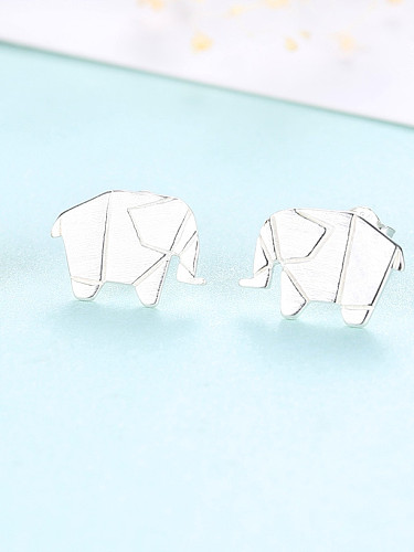 Boucles d'oreilles en argent sterling 925 avec éléphant animal simpliste
