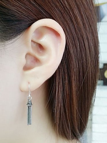 925 Sterling Silver Tassel Vintage Hook Earring