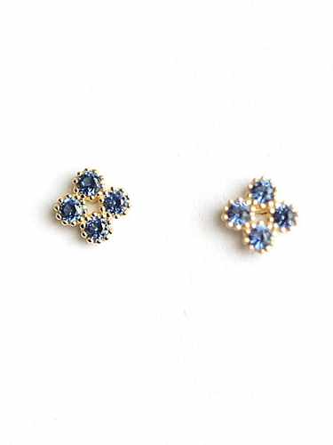 Boucles d'oreilles en argent sterling 925 avec oxyde de zirconium et fleurs bleues