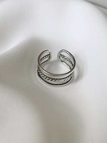 925 Sterling Silver Irregular Vintage Free Size Stackable Ring