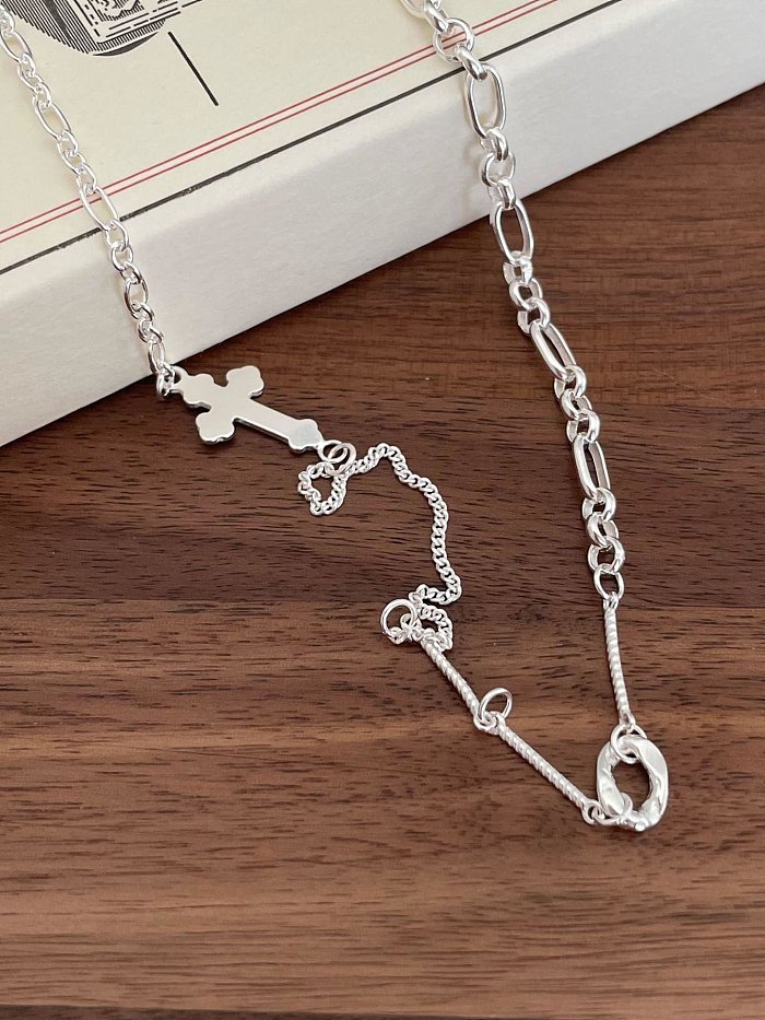 925 Sterling Silver Minimalist Hollow Geometric Chain Necklace