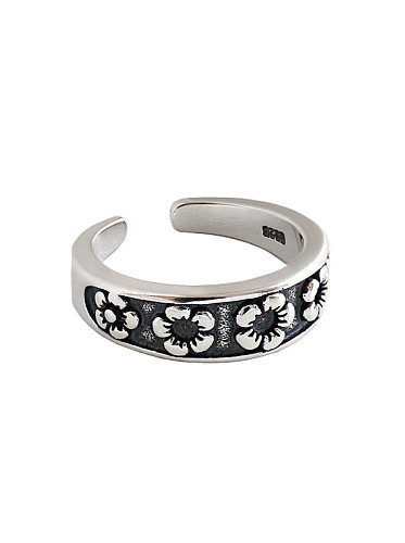Anéis de prata esterlina 925 com flor da vergonha vintage tamanho livre