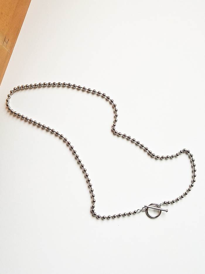 925 Sterling Silver Bead Round Minimalist Beaded Necklace