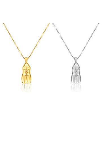 925 Sterling Silver With Gold Plated Simplistic Irregular Necklaces