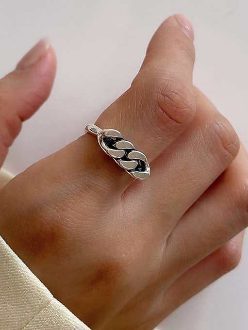 925 Sterling Silver Hollow Geometric Vintage Band Ring