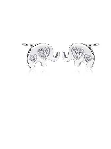 Boucles d'oreilles mignonnes en forme d'éléphant avec strass en argent sterling 925