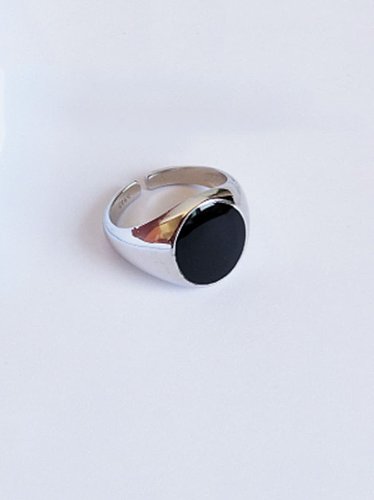 925 Sterling Silver Enamel Minimalist Round Free Size Ring
