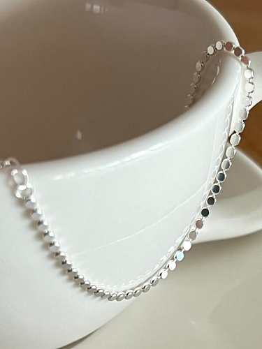 Bracelet à maillons vintage en perles plates en argent sterling 925