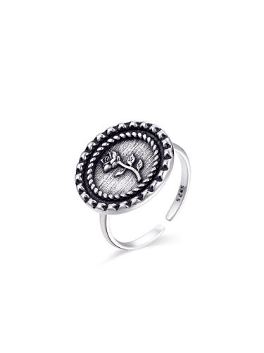 Sterling Silver Retro Style Rose free size ring