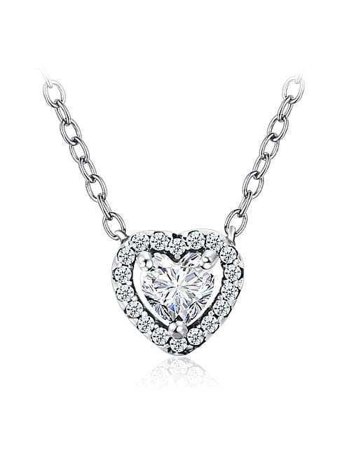 925 Sterling Silver Cubic Zirconia Classic Heart Pendant Necklace