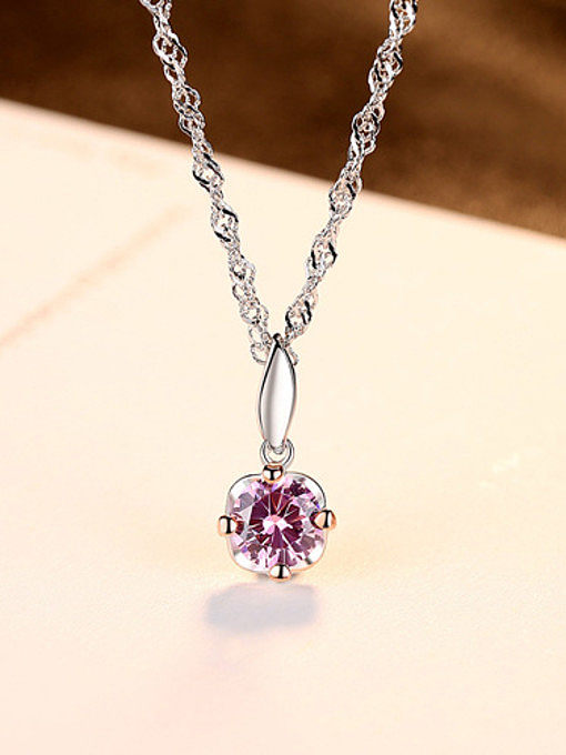 Sterling Silver with 3A zircon water wave chain Mini Necklace