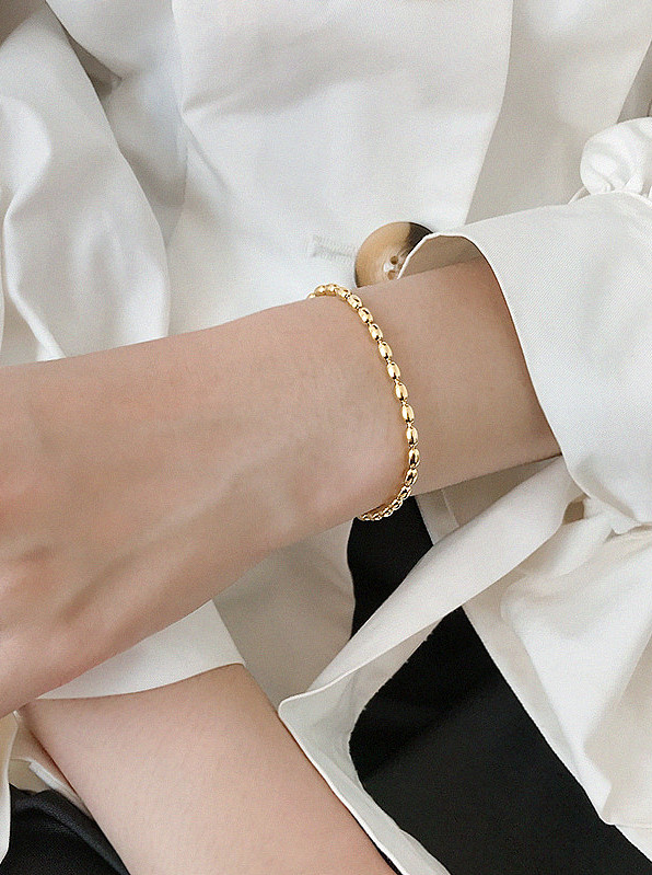 Argent sterling 925 avec bracelets ronds simplistes plaqués or