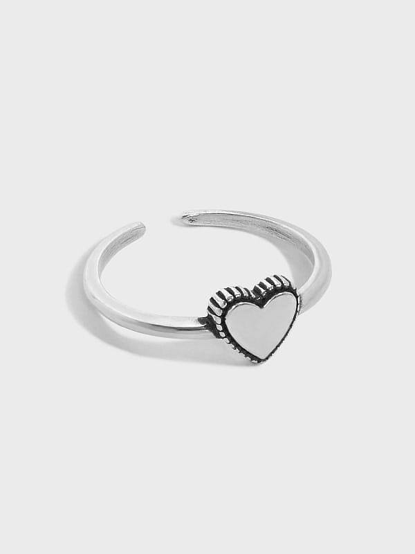 925 Sterling Silver Heart Vintage Band Ring