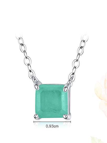 925 Sterling Silver Opal Square Minimalist Pendant Necklace