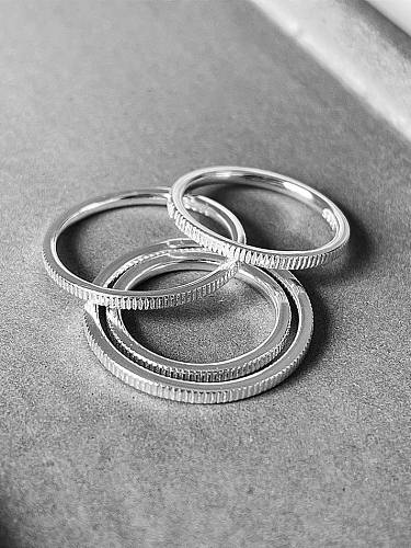 Anel de banda geométrica minimalista linha de prata esterlina 925