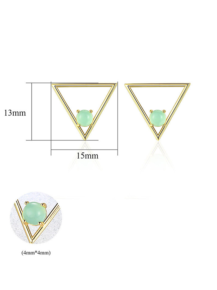 925 Sterling Silver With Opal Simplistic Triangle Stud Earrings