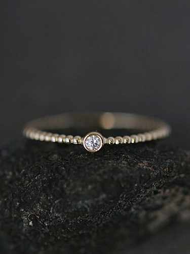 925 Sterling Silver Cubic Zirconia Stackable Round Dainty Band Ring
