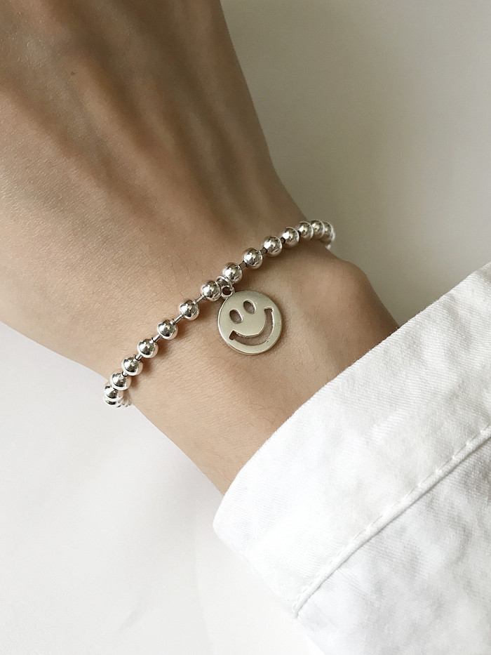 Sterling silver smiling face transfer beads bracelet