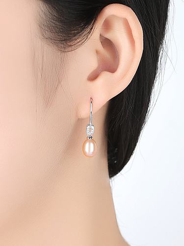 Pure Silver Natural Freshwater Pearl Ear Hook Earrings
