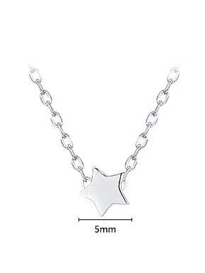925 Sterling Silver Minimalist Five-Pointed Star Pendant Necklace