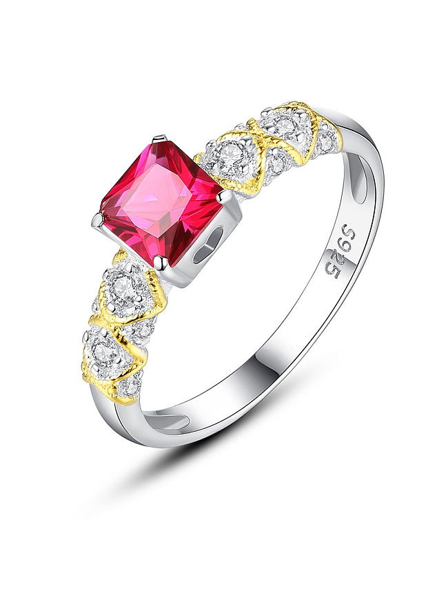 925 Sterling Silver With Cubic Zirconia Simplistic Square Band Rings