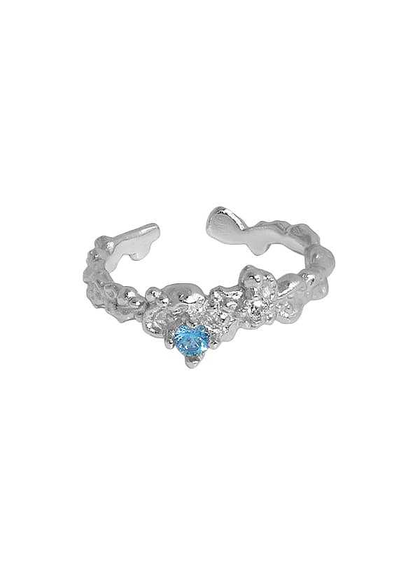 925 Sterling Silver Cubic Zirconia Irregular Vintage Band Ring
