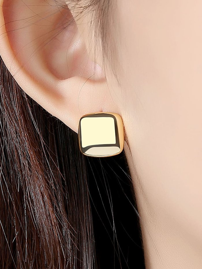 Boucles d'oreilles minimalistes carrées lisses en argent sterling 925