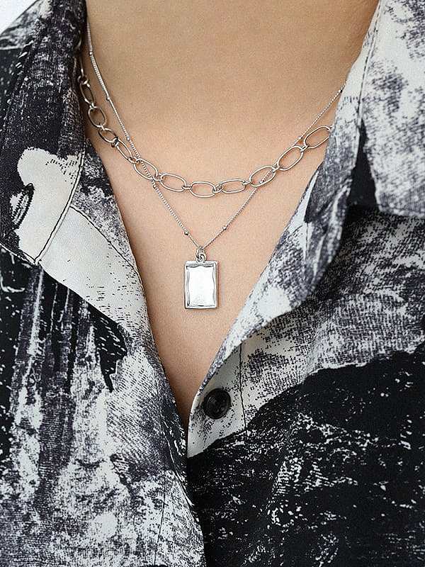 Collar con colgante minimalista geométrico de plata de ley 925
