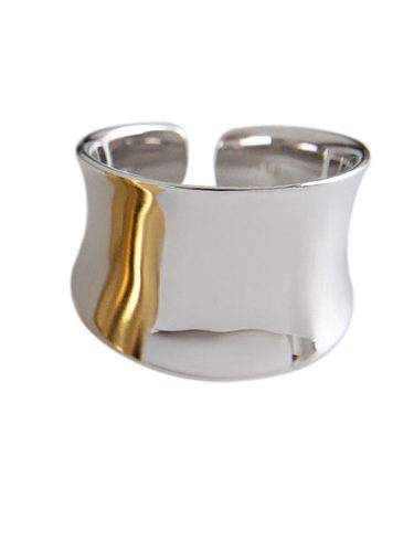 Anéis de prata esterlina 925 com brilho simplista irregular tamanho livre