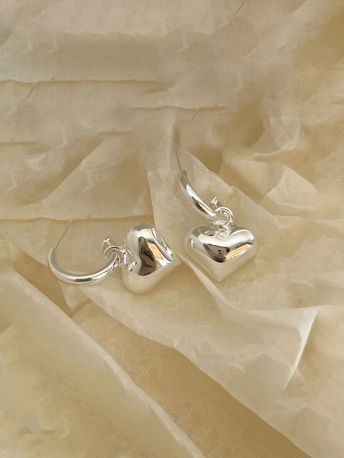 925 Sterling Silver Heart Minimalist Drop Earring