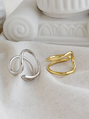 Plata de ley 925 con anillos de tamaño libre irregulares simplistas chapados en oro