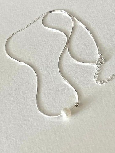 Collier minimaliste boule de perles d'imitation en argent sterling 925