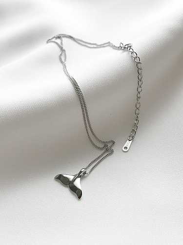 925 Sterling Silber Einfache Delfinschwanz-Anhänger-Halskette