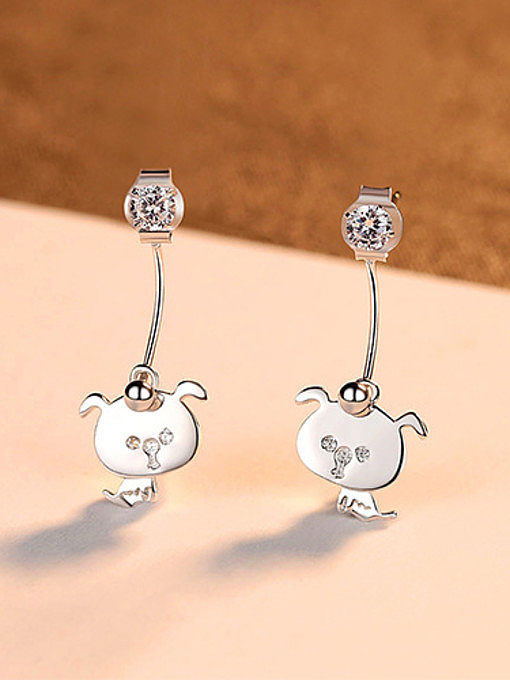 925 Sterling Silver With Rhinestone Cute Animal Stud Earrings