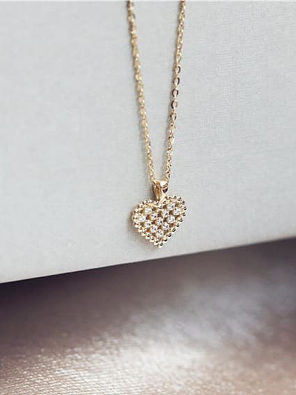 925 Sterling Silver Rhinestone Heart Dainty Necklace