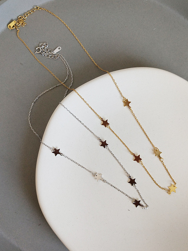 925 Sterling Silver With 18k Gold Plated Trendy Star Necklaces