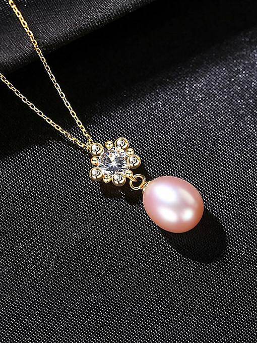 925 Sterling Silber Nachahmung Perle Blume minimalistische Halskette