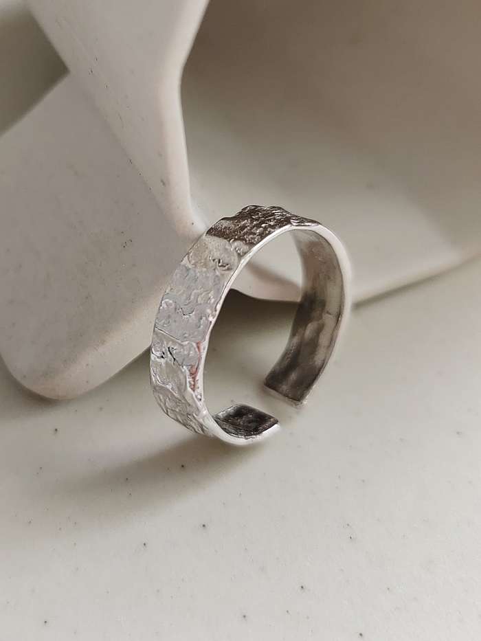925 Sterling Silber Alien geometrischer minimalistischer Midi-Ring in freier Größe